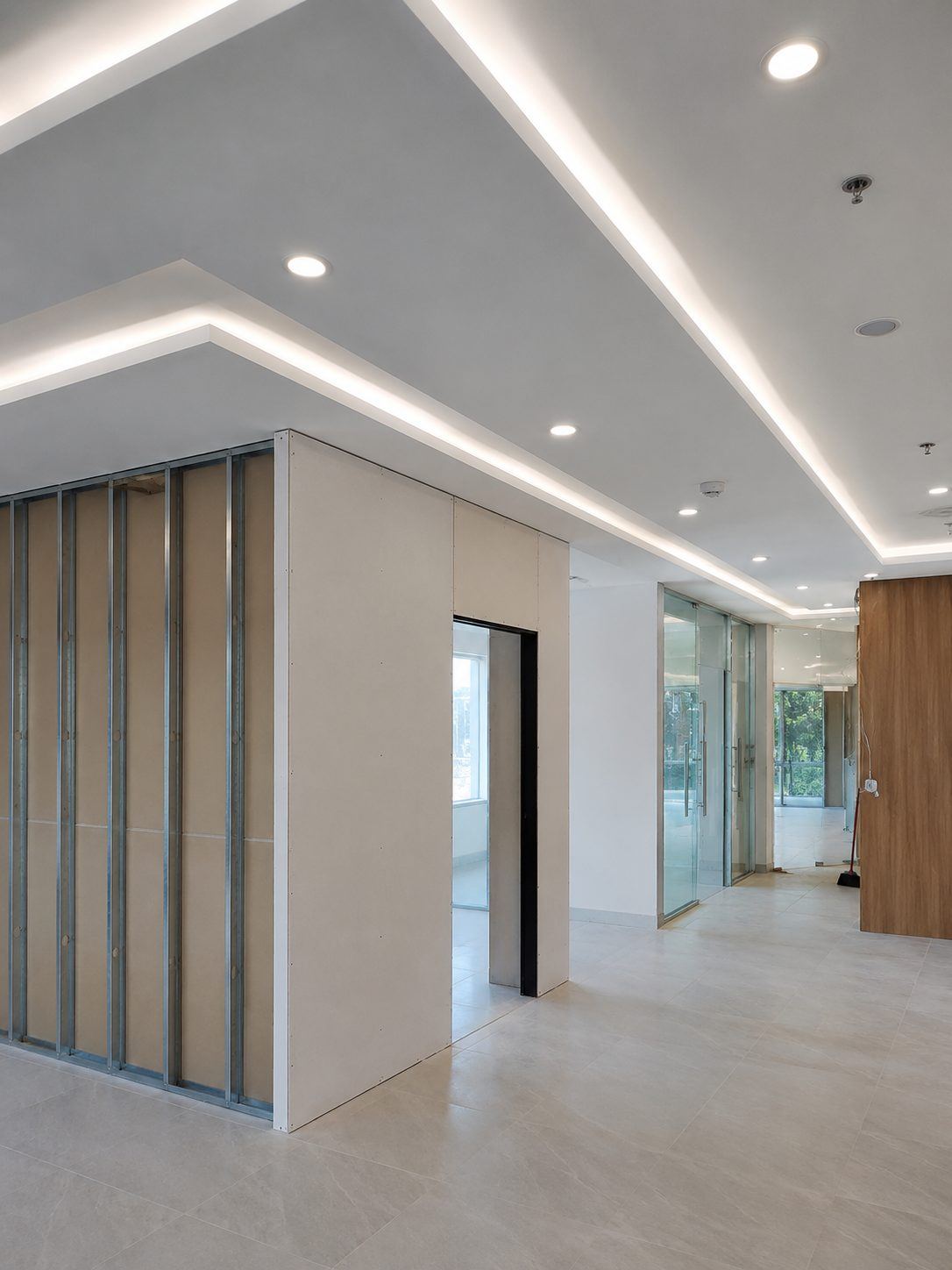 Gypsum ceiling and partitions